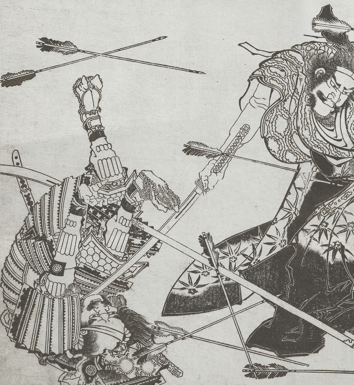 Japanese Samurai Fighting to the Death / Katsushika Hokusai