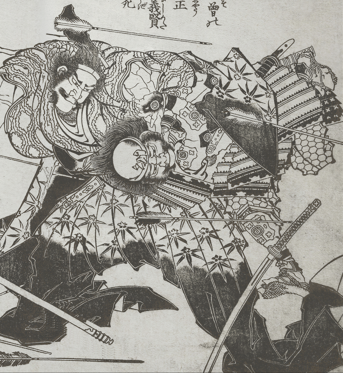 Japanese Samurai Fighting to the Death / Katsushika Hokusai