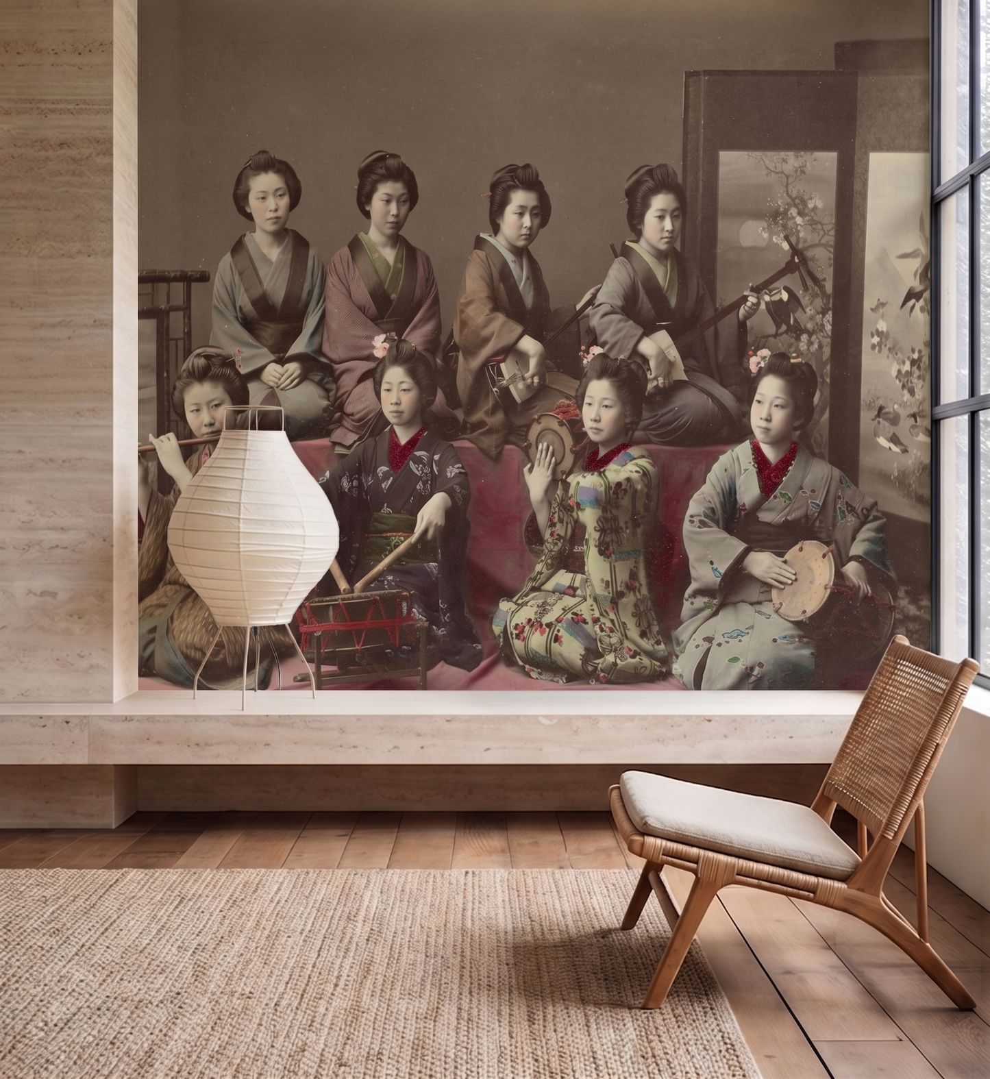 Playing Samisen, Tsudzumi, Fuye and Taiko / Kusakabe Kimbei